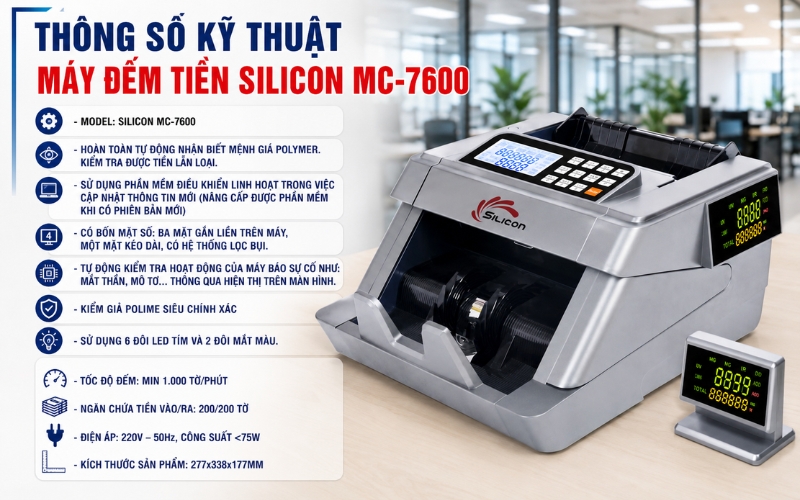 Thông số máy đếm tiền Silicon MC-7600
