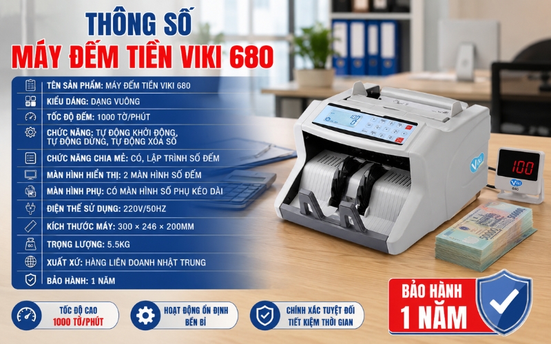 Thông số máy đếm tiền Viki 680
