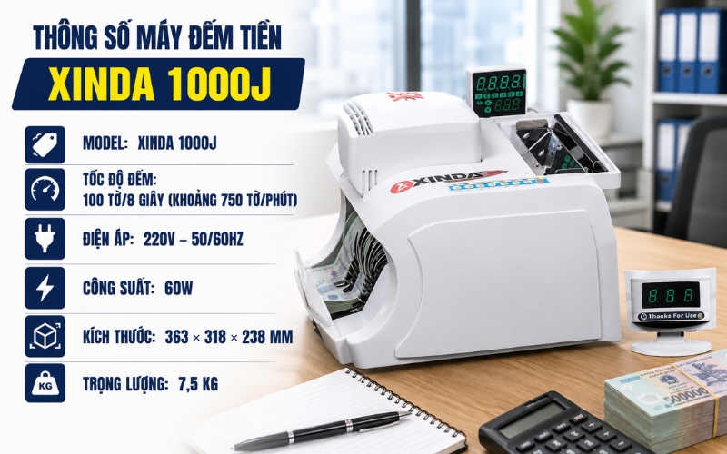 Thông số máy đếm tiền Xinda 1000J