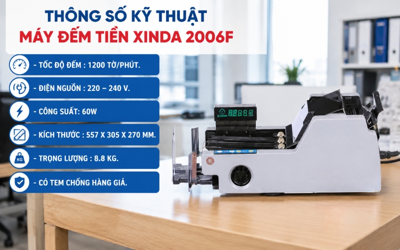 Thông số của Máy đếm tiền Xinda 2006F