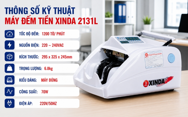 Thông số kỹ thuật máy đếm tiền Xinda 2131L