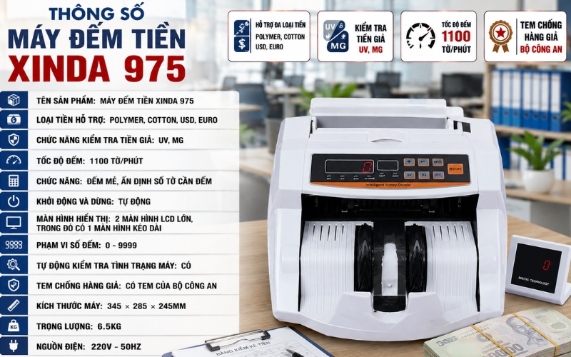 Thông số máy đếm tiền Xinda 975