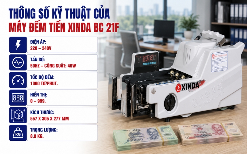 Thông số máy đếm tiền Xinda BC 21F