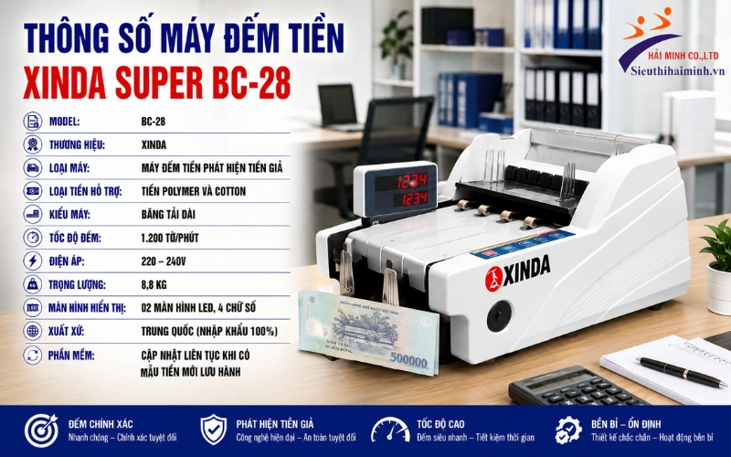 Thông số máy đếm tiền Xinda Super BC-28