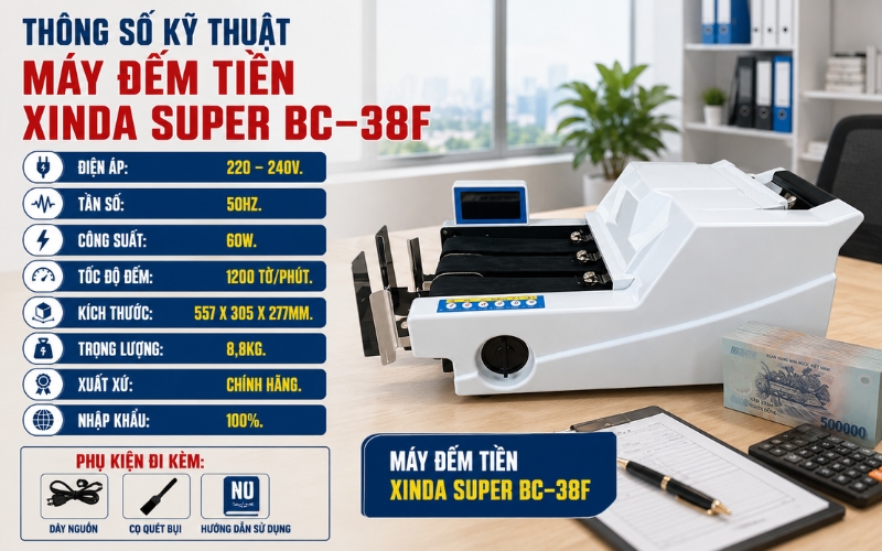 Thông số máy đếm tiền Xinda SUPER BC–38F