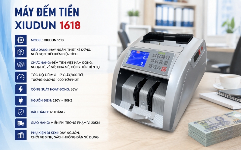 Thông số kỹ thuật của máy đếm tiền Xiudun 1618