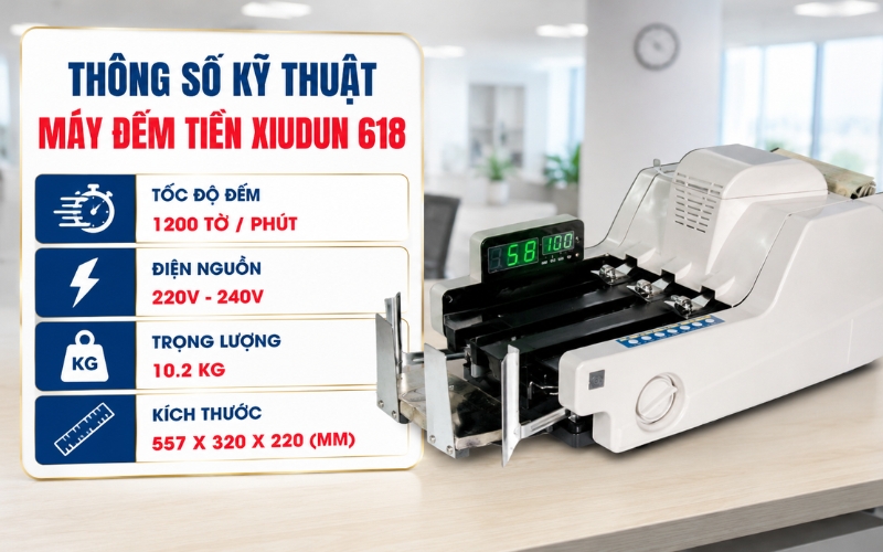 Thông số máy đếm tiền Xiudun 618