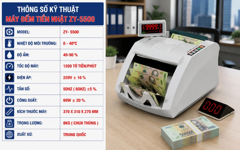 Thông số kỹ thuật máy đếm tiền ZY-5500