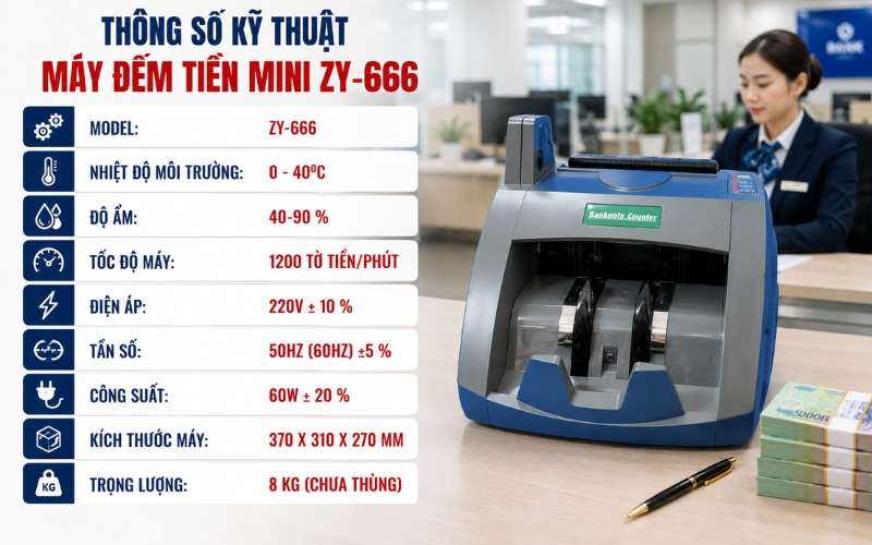 Thông số của máy đếm tiền Yamafuji ZY-666