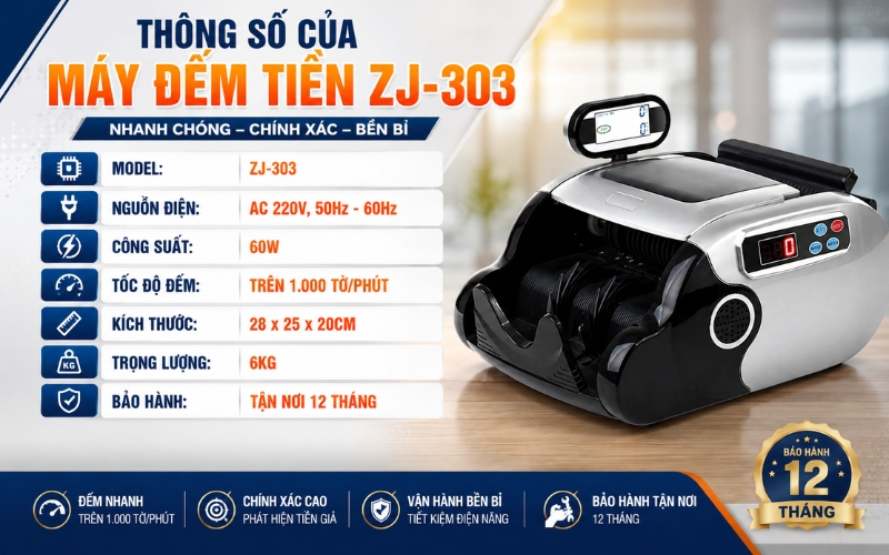Thông số của máy đếm tiền ZJ-303