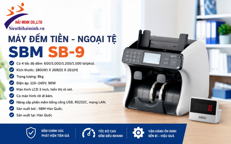 Thông số của Máy kiểm đếm tiền, ngoại tệ SBM SB-9
