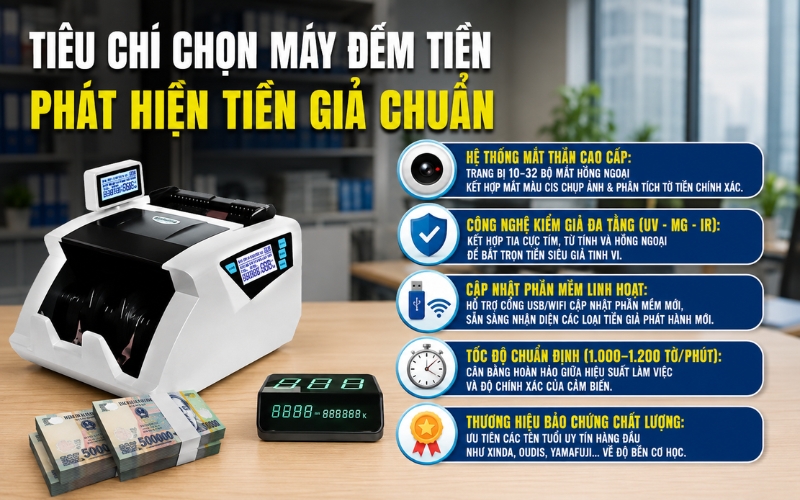 Tiêu chí chọn máy đếm tiền phát hiện tiền giả tốt