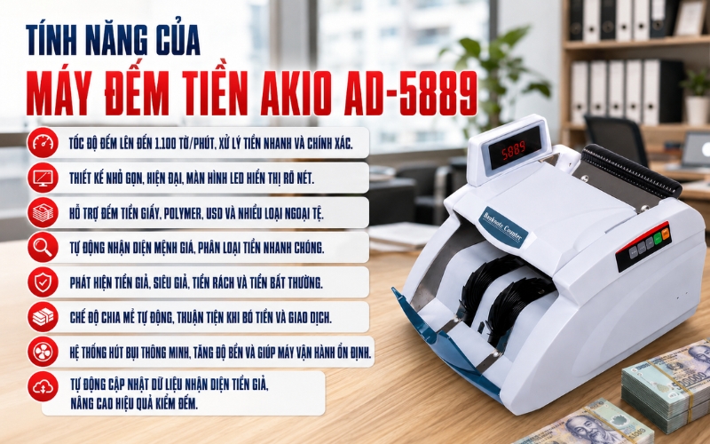 Tính năng của đếm tiền AKIO AD-5889