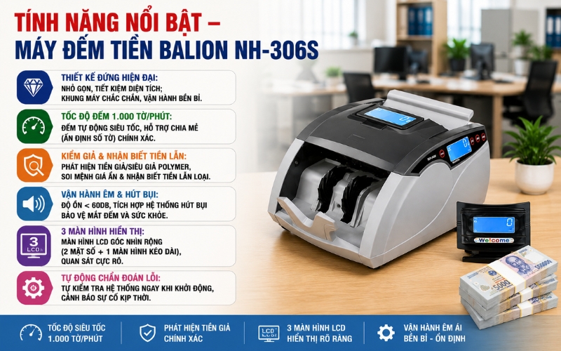 Tính năng nổi bật của Máy đếm tiền Balion NH-306S