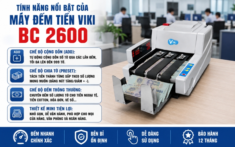 Tính năng của máy đếm tiền mini Viki BC 2600
