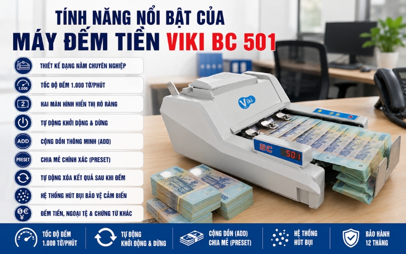 Tính năng của máy đếm tiền Viki BC 501