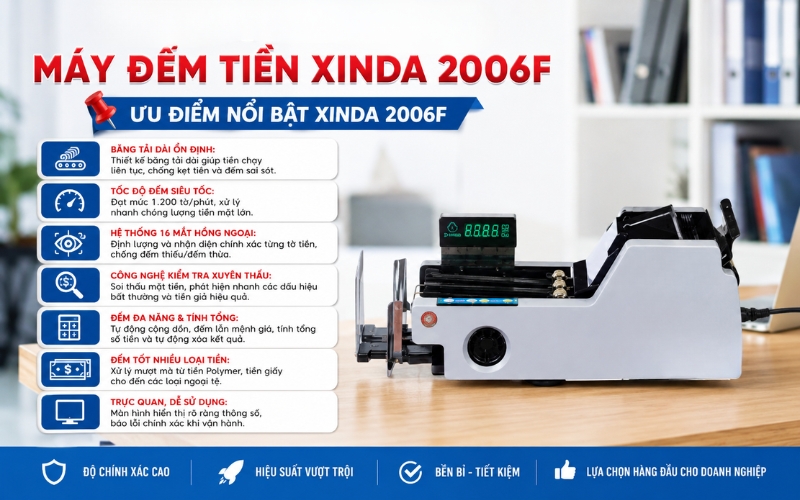 Tính năng của Máy đếm tiền Xinda 2006F