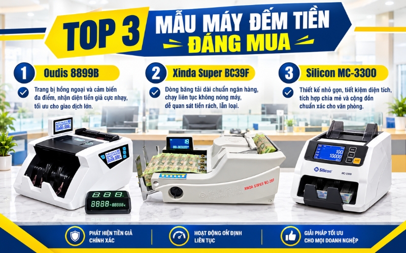 Top 3 mẫu máy đếm tiền siêu đáng mua hiện nay