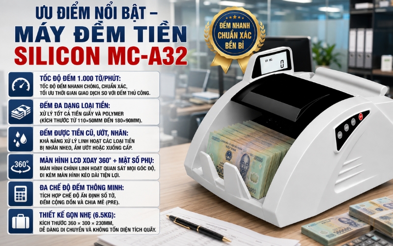 Ưu điểm của máy đếm tiền Silicon MC-A32