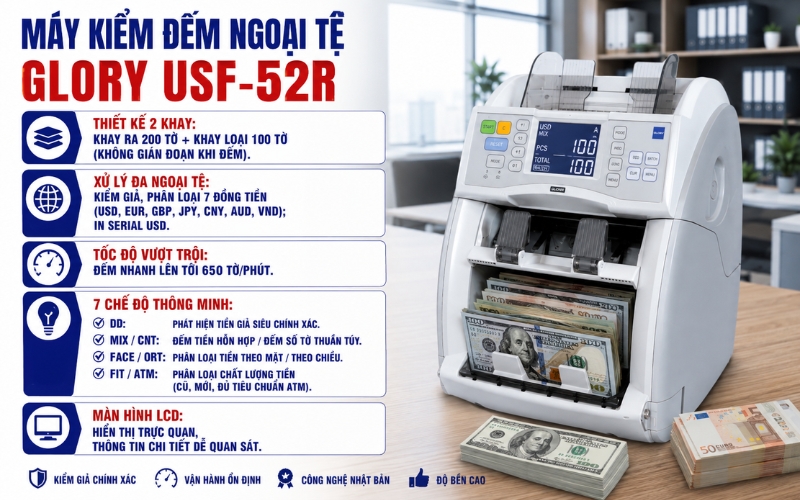 Ưu điểm nổi bật của máy GLORY USF-52R