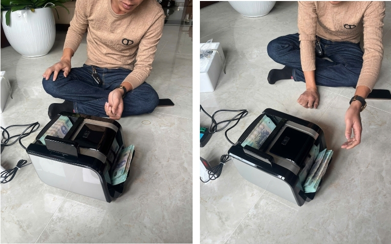 Xếp tiền ngay ngắn và đặt đúng cách vào khay nạp
