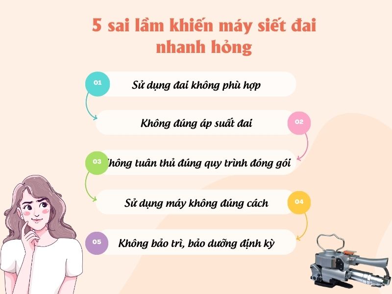 5 sai lầm khiến máy siết đai nhanh hỏng