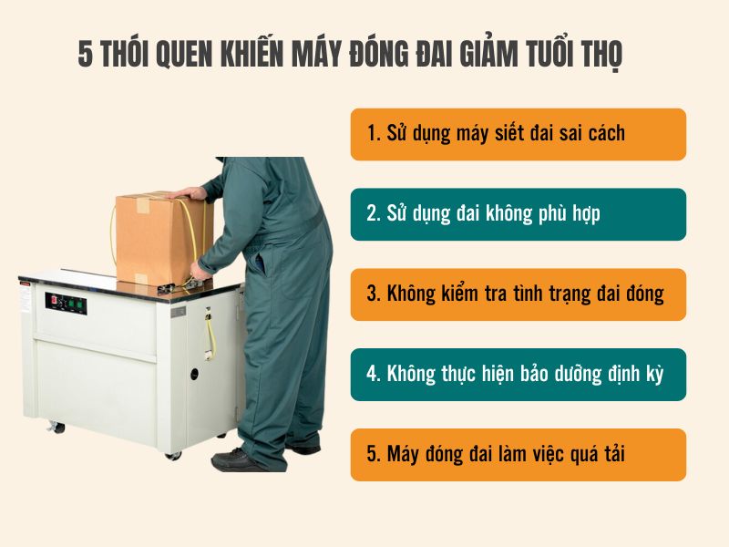 5 thói quen khiến máy đóng đai giảm tuổi thọ