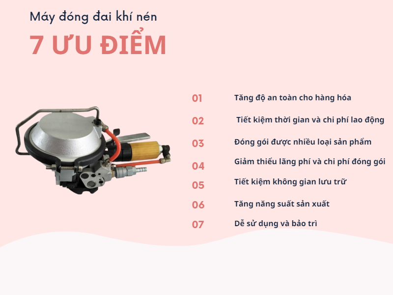 Ưu điểm của máy đóng đai khí nén