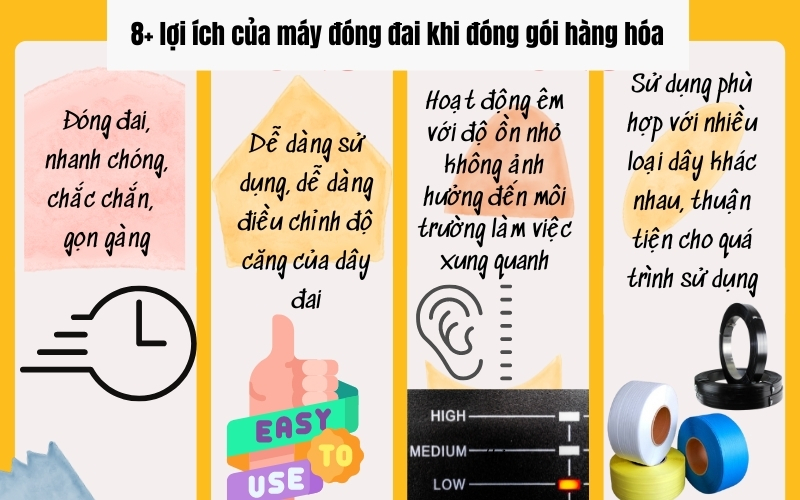 Tổng hợp 8 lợi ích của máy đóng đai khi đóng gói hàng hóa