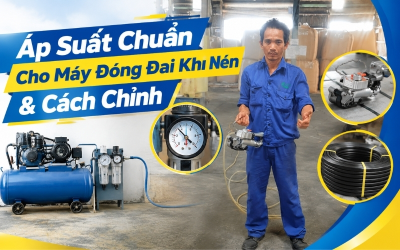 Áp Suất Chuẩn Cho Máy Đóng Đai Khí Nén & Cách Chỉnh