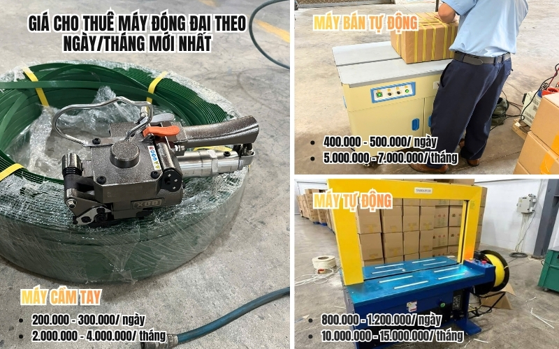 Bảng giá cho thuê máy đóng đai theo ngàytháng mới nhất