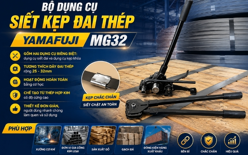 Bộ dụng cụ siết kẹp đai thép Yamafuji MG32
