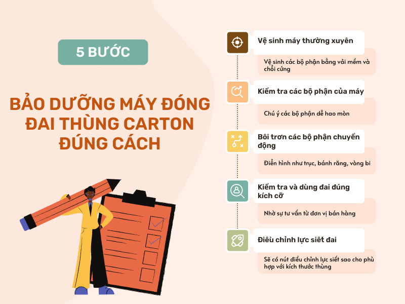 Các bước bảo dưỡng máy đóng đai thùng carton đúng cách