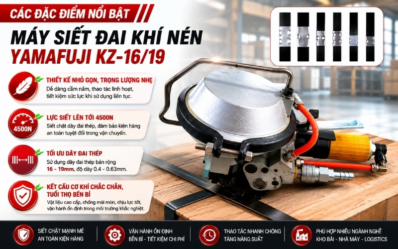 Các đặc điểm nổi bật của máy siết đai Yamafuji KZ-1619