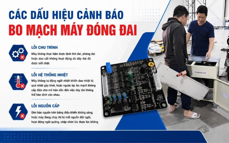 Các dấu hiệu cảnh báo bo mạch máy đóng đai
