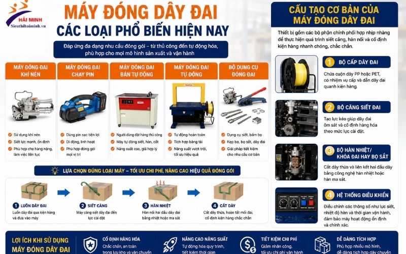 Các loại máy đóng dây đai phổ biến hiện nay