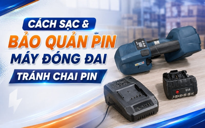 Cách Sạc & Bảo Quản Pin Máy Đóng Đai Tránh Chai Pin