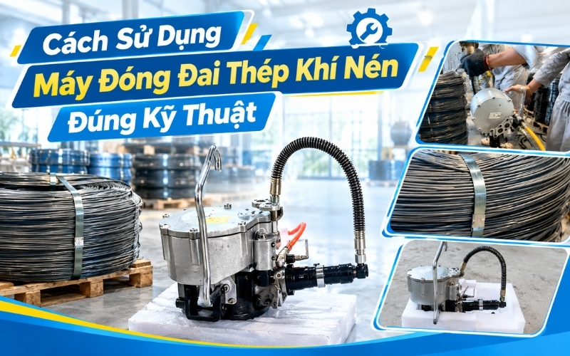 Cách Sử Dụng Máy Đóng Đai Thép Khí Nén Đúng Kỹ Thuật