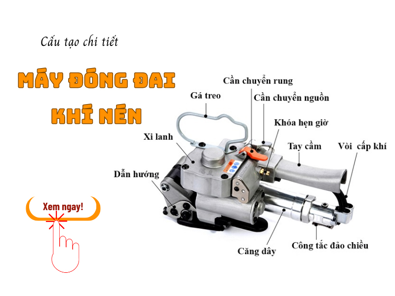 Cấu tạo chi tiết của máy đóng đai khí nén