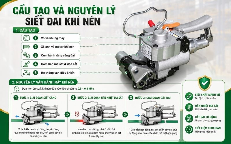 Cấu tạo và nguyên lý siết đai khí nén