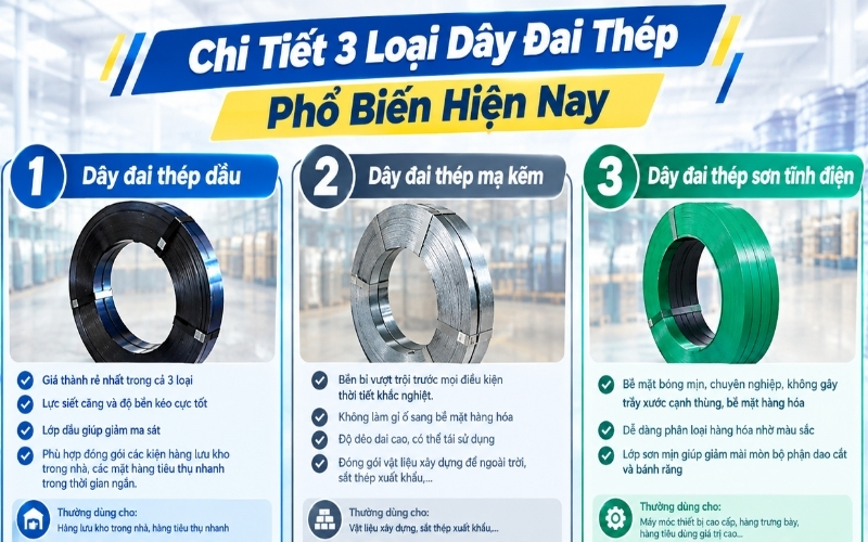 Chi tiết 3 loại dây đai thép phổ biến hiện nay