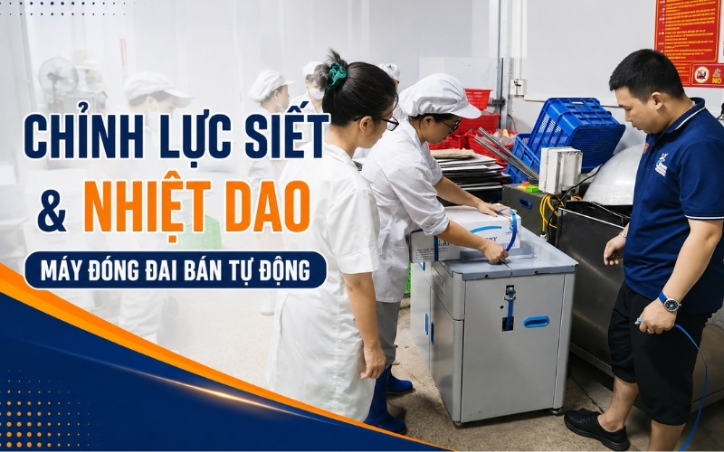 Chỉnh Lực Siết & Nhiệt Dao Máy Đóng Đai Bán Tự Động