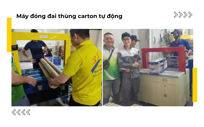Chọn loại máy đóng đai thùng carton tự động