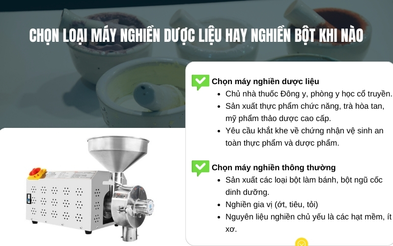 Chọn loại máy nghiền dược liệu hay nghiền bột khi nào