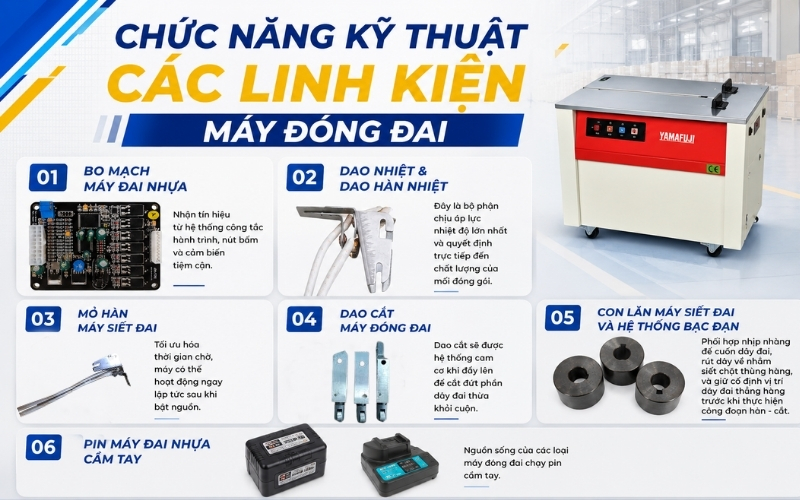 Chức năng kỹ thuật các linh kiện máy đóng đai
