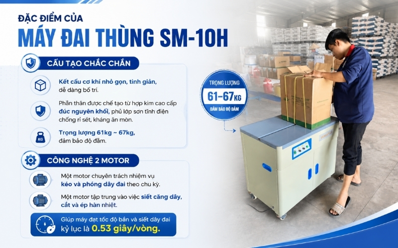 Đặc điểm của máy đai thùng SM-10H
