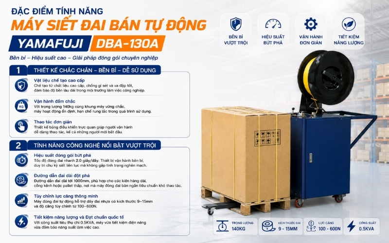 Đặc điểm tính năng máy siết đai bán tự động Yamafuji DBA-130A