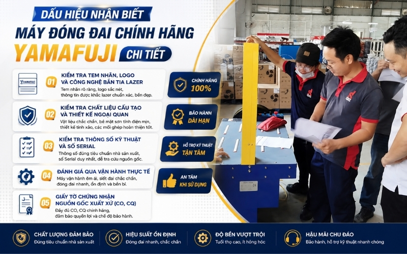 Dấu hiệu nhận biết máy đóng đai chính hãng Yamafuji chi tiết