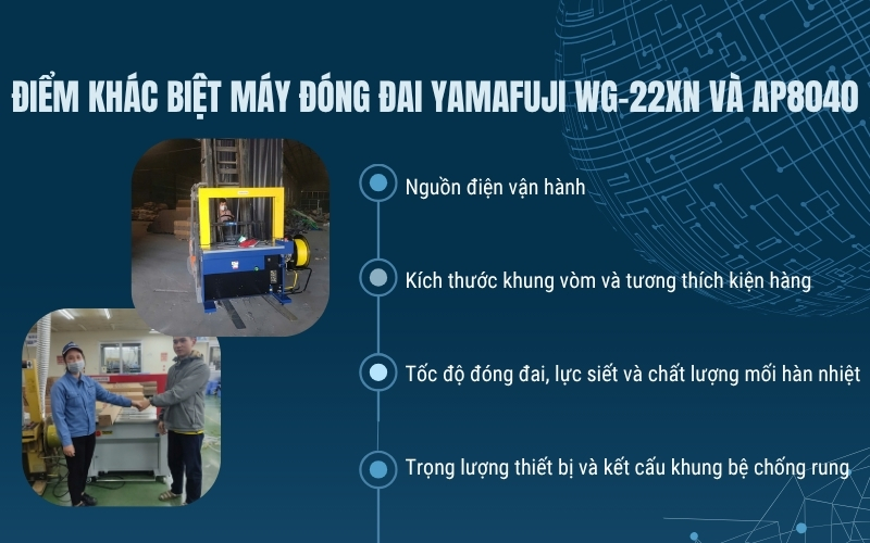 Điểm khác biệt máy đóng đai Yamafuji WG-22XN và AP8040