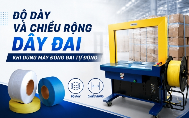 Độ dày và chiều rộng dây đai khi dùng máy đóng đai tự động